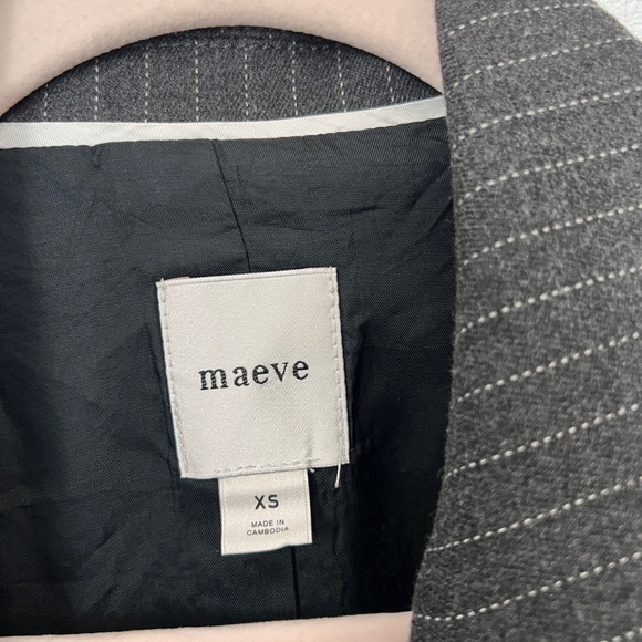 Anthropologie Maeve Gray Striped Boxy Cropped Blazer Long Sleeve Women’s XS - Picture 7 of 8